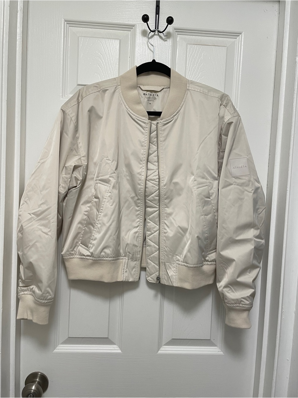 Athleta Ivory Lightweight Bomber Jacket